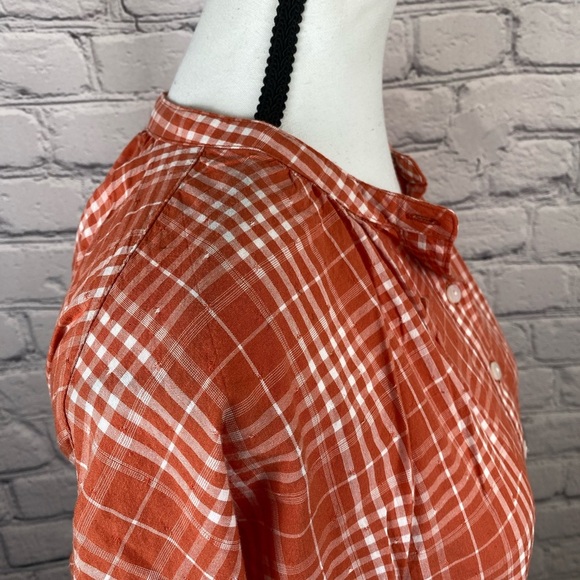 Universal Thread Orange Cream Plaid Blouse Large Lightweight Flannel Shirt NWT - Picture 6 of 11
